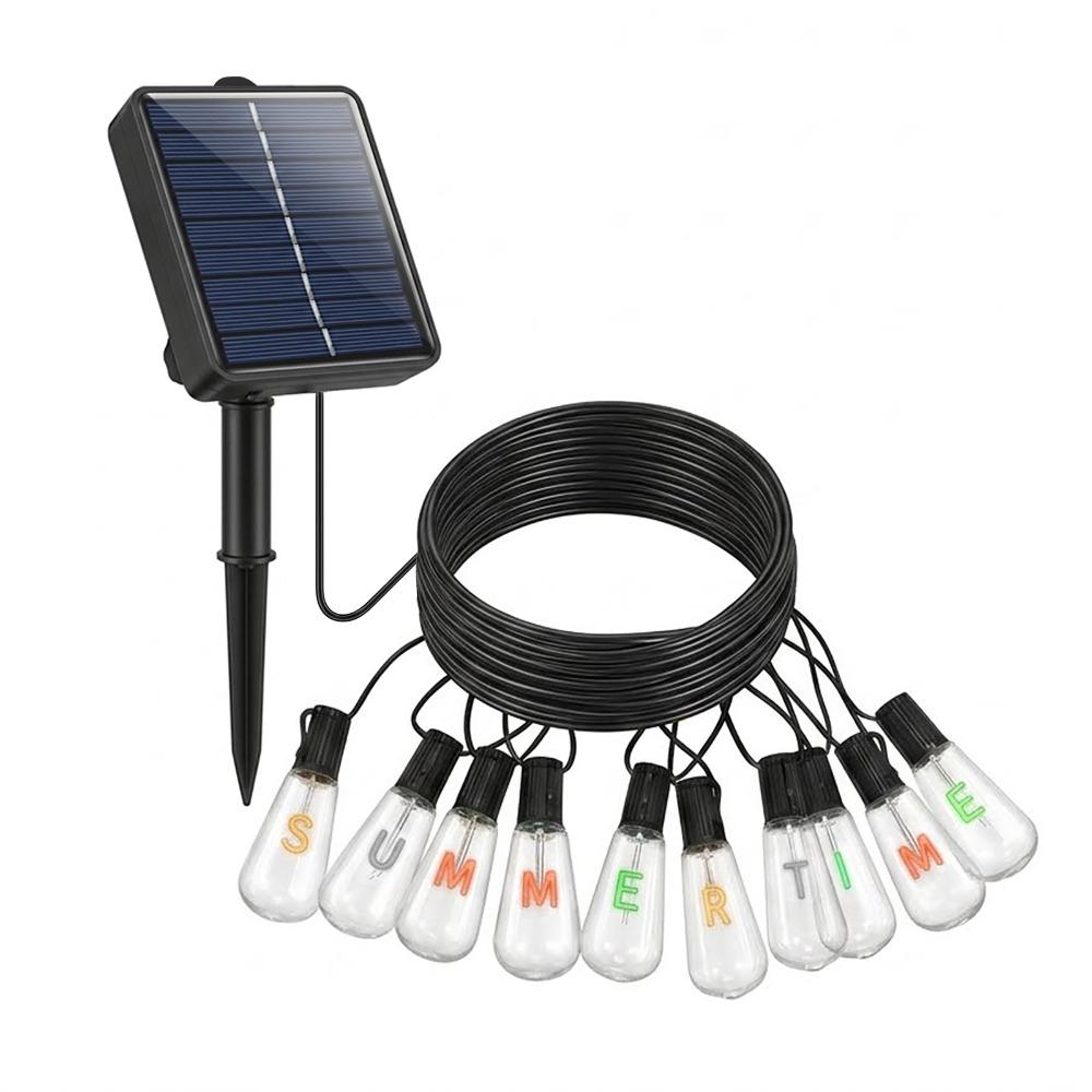 

Summer Time Solar Letter String Lights, 8 Dimmable Modes Waterproof Outdoor Fairy Lights for Garden Patio Party Wedding Decor 5M 10LED(6 Modes) різнокольоровий