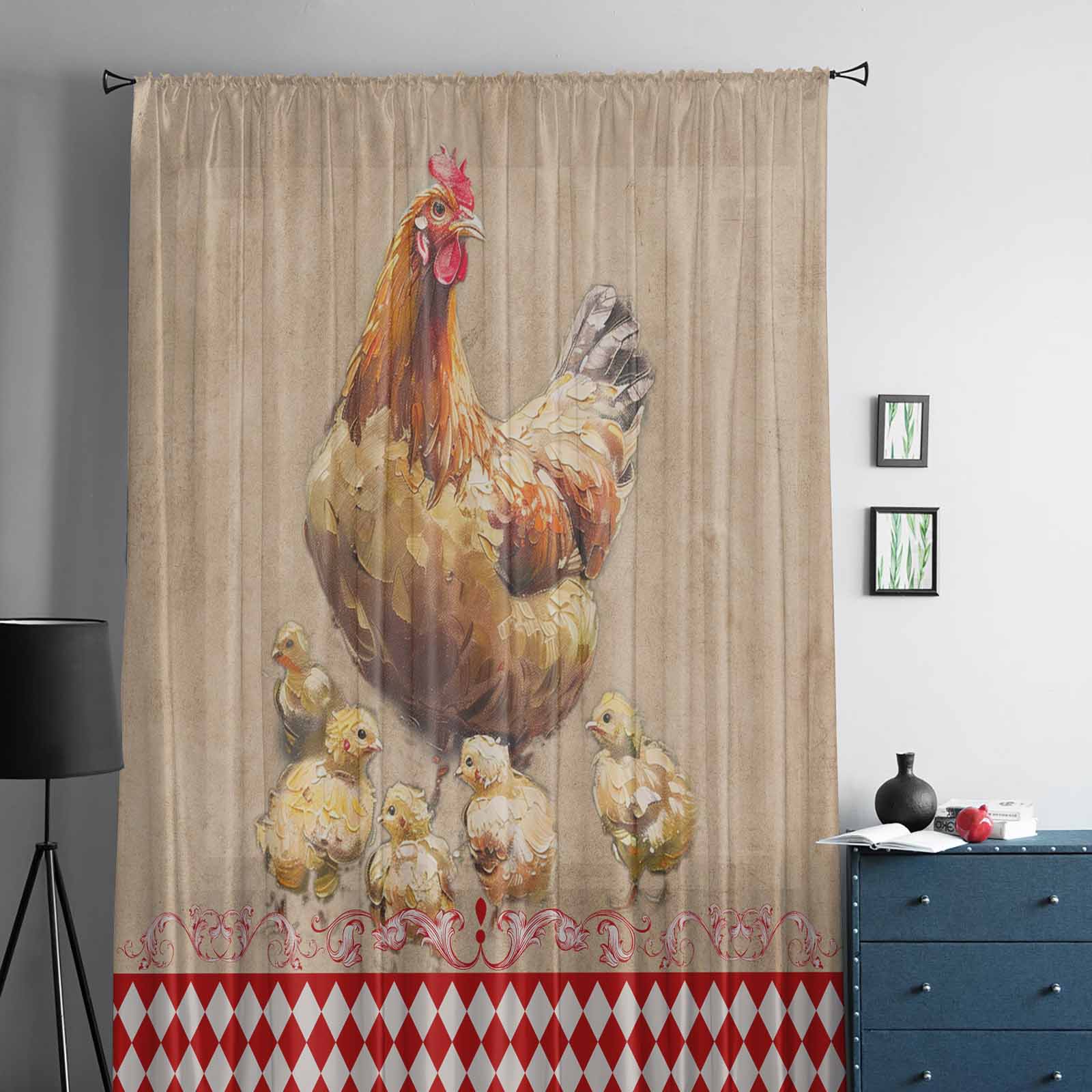 Ретро сельские фермерские куры тюль оконные шторы для спальни роскошный домашний декор — фото 2