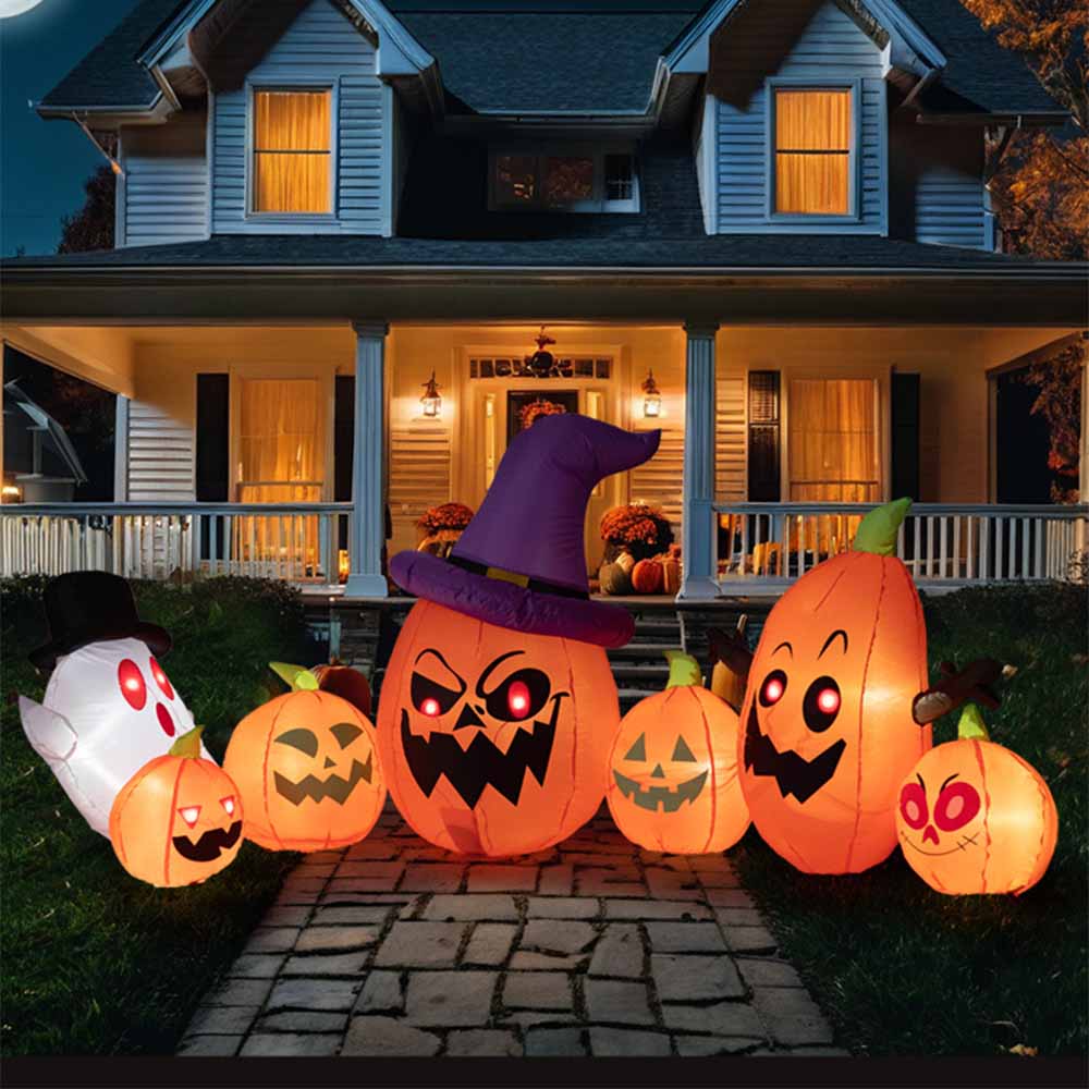 

Хэллоуин Надувное Украшение Призрак Тыква Группа Украшения Уличный Праздничный Декор, Светодиодные Огни Надувное Украшение на Хэллоуин US Plug