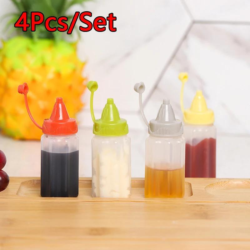 4 szt. Mini butelki na sos Dozownik do przypraw Butelka na ketchup Musztarda Sos do sałatek Pojemnik Bento Akcesoria kuchenne