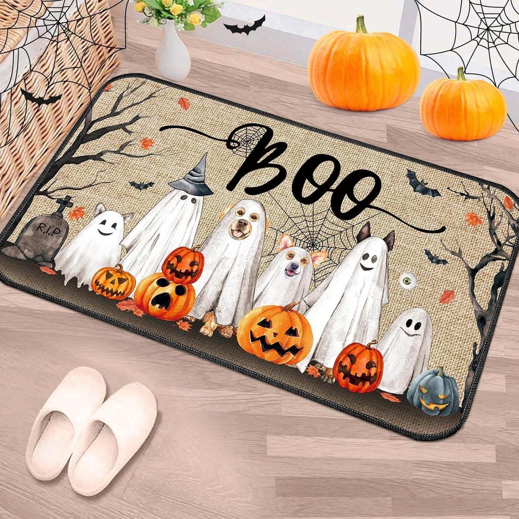 Halloween Door Mat Non-Slip Pumpkin Doormat for Outdoor Indoor Decor Durable Fall Seasonal Entrance Mat for Home Decor