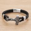 Braided Viking Jewelry Leather Cord Bracelet with Magnetic Clasp Stainless Steel Handmade