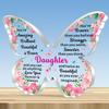  1pc Inspirational Butterfly-Shaped Acrylic Plaque for Daughter - 'You're Braver Than You Think' Message, Pink & Blue Floral Design, Perfect Gift 