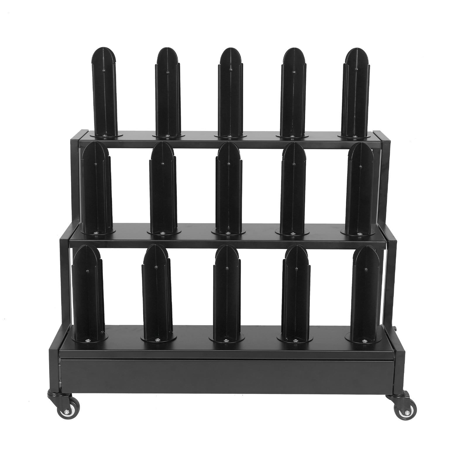 Industrial Storage Rack 3 Tier Mobile Organizer 75x48x79cm Black Coated Roll Holder for Leather PVC Sample Commercial Use 38261₽