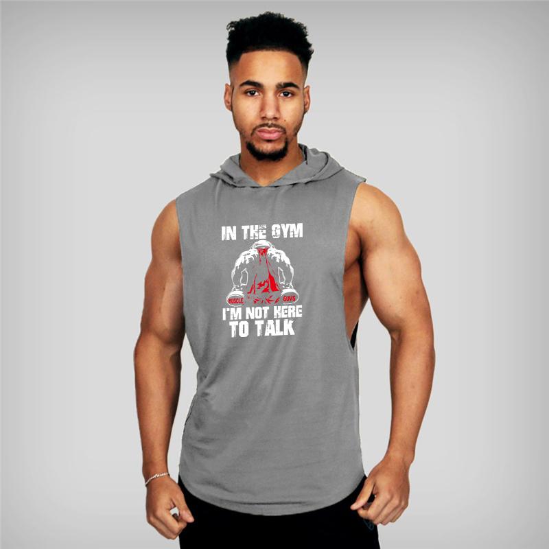 Muscleguys New Gym Clothing Bodybuilding Stringer Hooded Tank Top Men Cotton Muscle Sleeveless Shirt Fitness Men Sports Hooded Undershirt