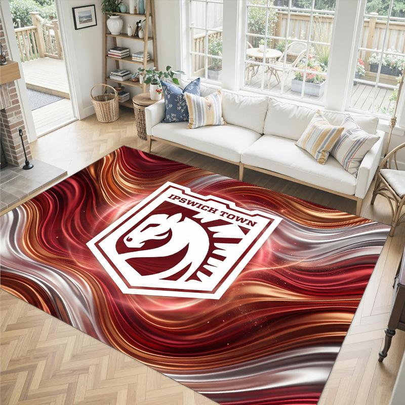 Ipswich Town Football Design Crystal Velvet Carpet Cozy Non?Slip Printed Rug For Bedroom Living Room Entrance