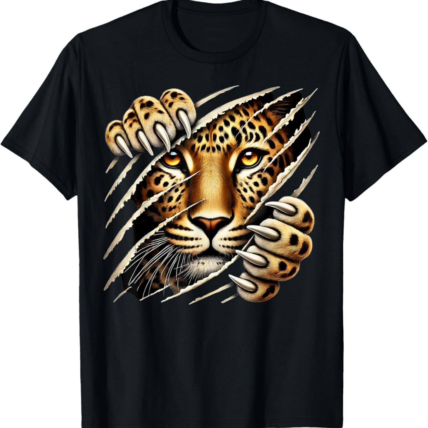 Леопард Гепард Тигр Морда Леопарда Лев Кошка Милая Футболка S чёрный
