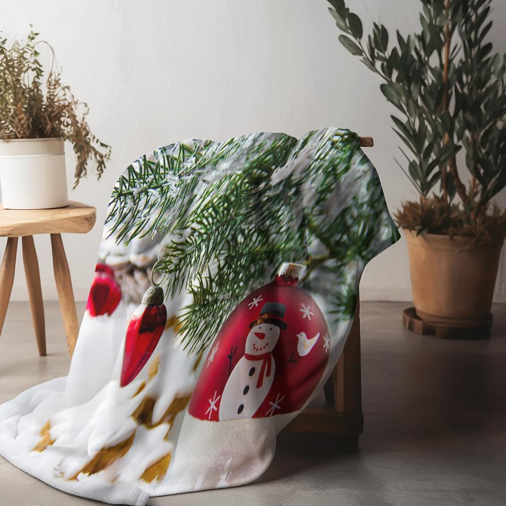 

Tuniu Christmas Snowflake Red Santa Claus Sofa Bed Throw Blanket for Living Room Bedroom Decoration 75x90cm