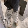 JYL Women's Leopard Print Jeans High-Street Vintage Vibe Loose High-Waist Denim