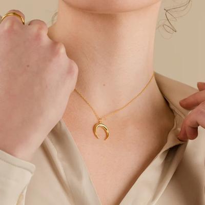 Mode Temperament Kurze Horn Accessoires Damen Vielseitige, Minimalistische Persönlichkeit Halbmond Anhänger Halskette