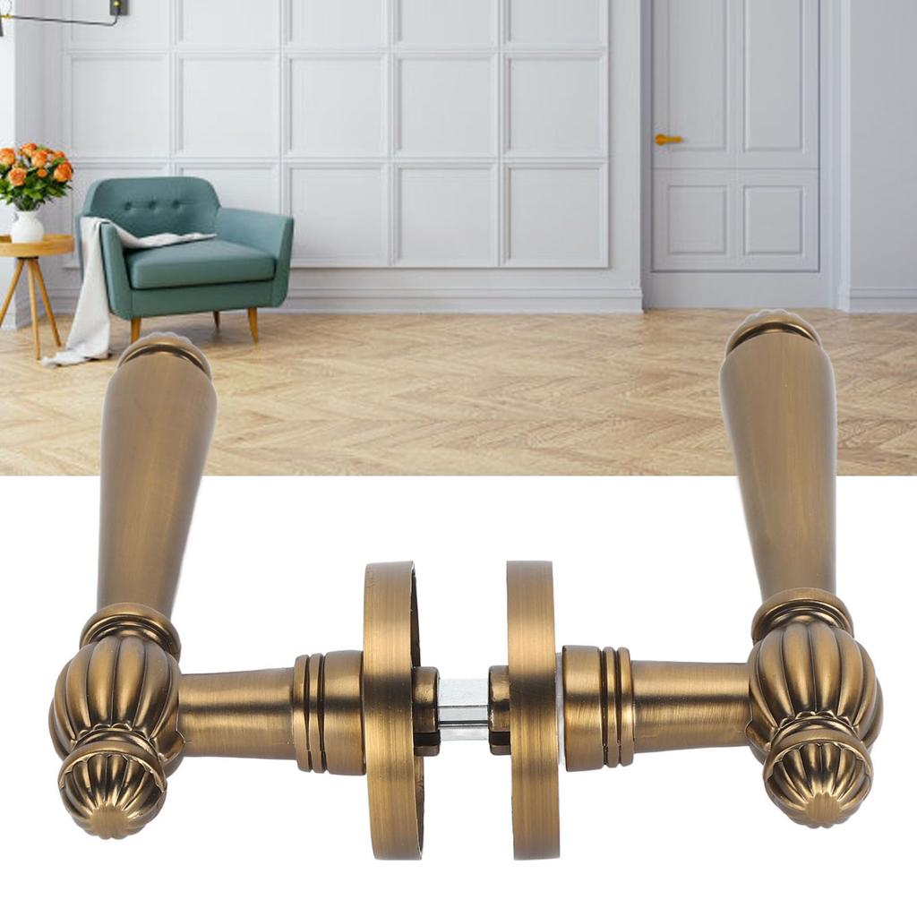 Golden Design Door Handle Lock, Silent Operation, Indoor Bedroom Lock with Antique Bronze Finish for Bedrooms and Living Rooms