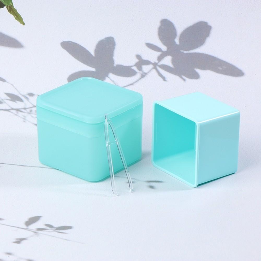 Double Layer Makeup Remover Cotton Box with Tweezers Flip Cover Mini Organizer Box Clear Square Desktop Storage Box