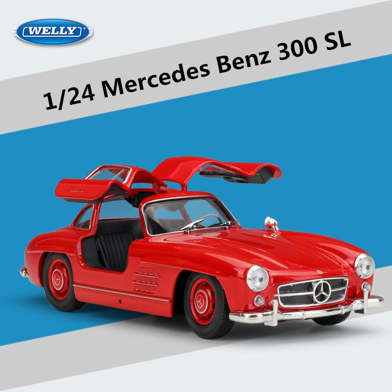 

Welly 1:24 Mercedes Benz 300SL Alloy Sports Car Model Diecasts Metal Classic Retro Car Vehicles Model High Simulation Kids Gifts червоний