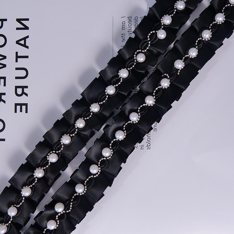 Pleated Lace Ribbons For Sewing Party Dress Beaded Trim DIY Crafts Supplies Clothing Needlework Decor Ruffle Fabric 2.5cm Wide