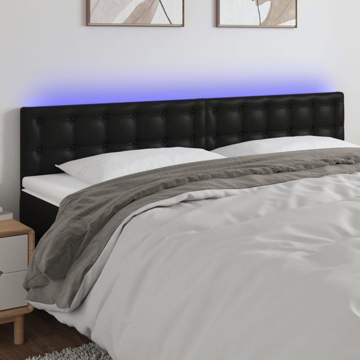 VidaXL Tête de Lit à LED Meuble de Chambre à Coucher Accessoire de Lit Double Tête de Cadre de Lit Intérieur Noir 3121714