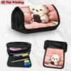 1pc Cat Inspirational Design Double Layer Flip Pencil Case-Multi Layer Flip Cover Design, Storage Bag, Zipper Closure, Suitable for Schools, Offices, 