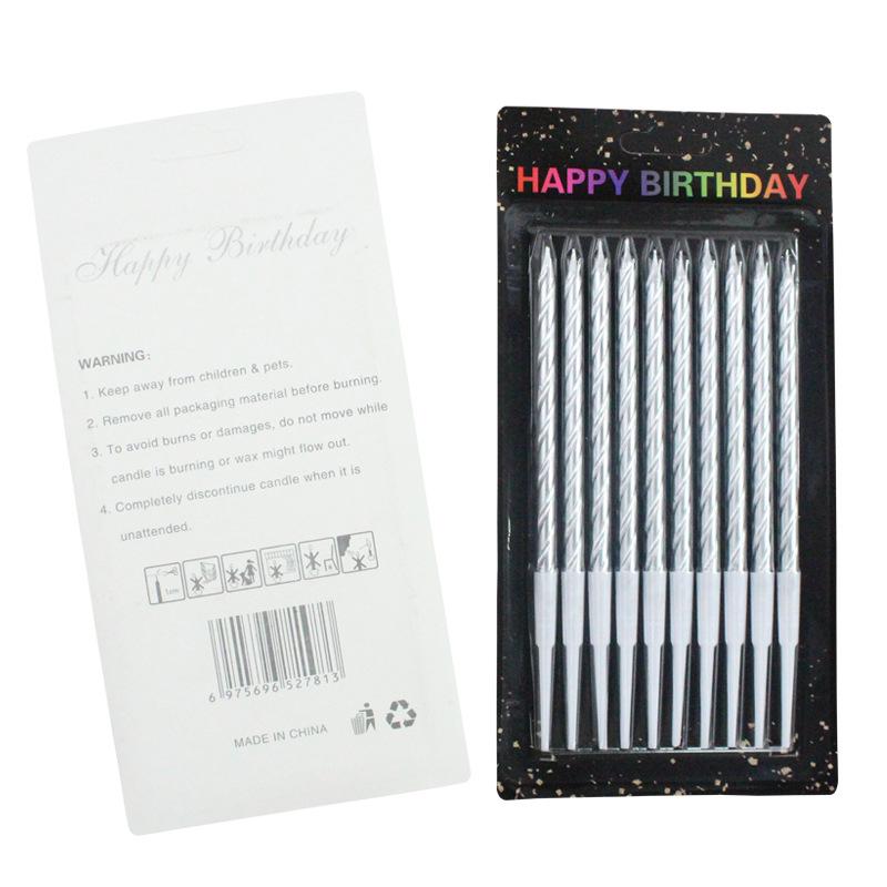 

New Style 10-pack Gold-plated Colorful Candles on Suction Cards Creative Wedding Arrangement Gold and Silver Birthday Candles Champagne SD-32