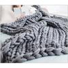 Chunky Merino Wool Blanket Thick Large Yarn Roving Knitted Blanket Winter Warm Plaid Throw Blankets Sofa Bed Blanket