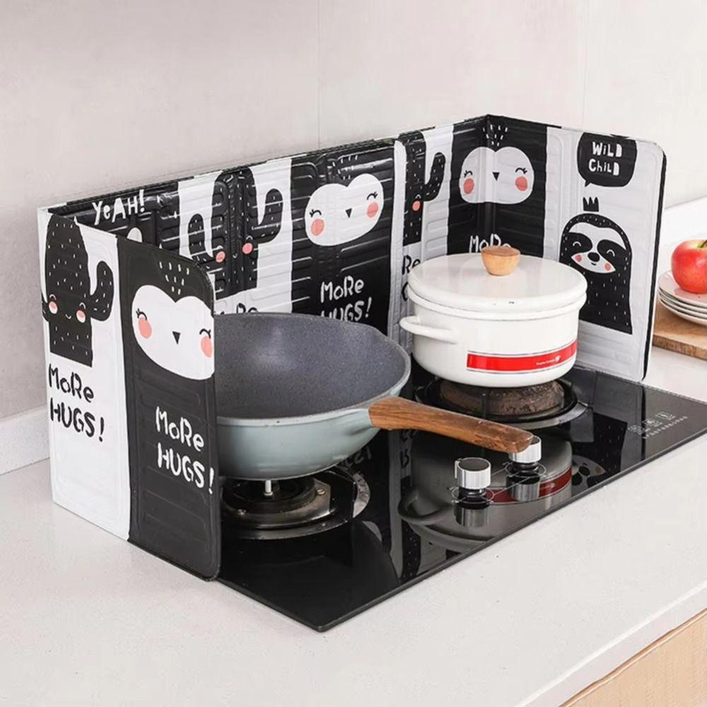 Foldable Gas Stove Oil Baffle Anti Splatter Heat-resistant Gas Stove Insulation Board Kitchen Cooking Oil Baffle