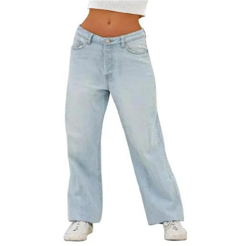 

Свободные женские прямые джинсы с высокой талией, уличные повседневные широкие джинсовые брюки, женские удобные брюки на четыре сезона XS синий