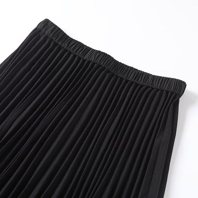 Elegant Women's Drapey Pleated Midi Skirt for Summer