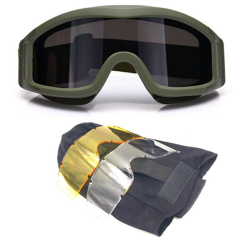 Venkovní sportovní ochranné brýle Pustinový kobylka Jízdní taktické brýle, Odolné proti nárazu Větru 3-čočkový set