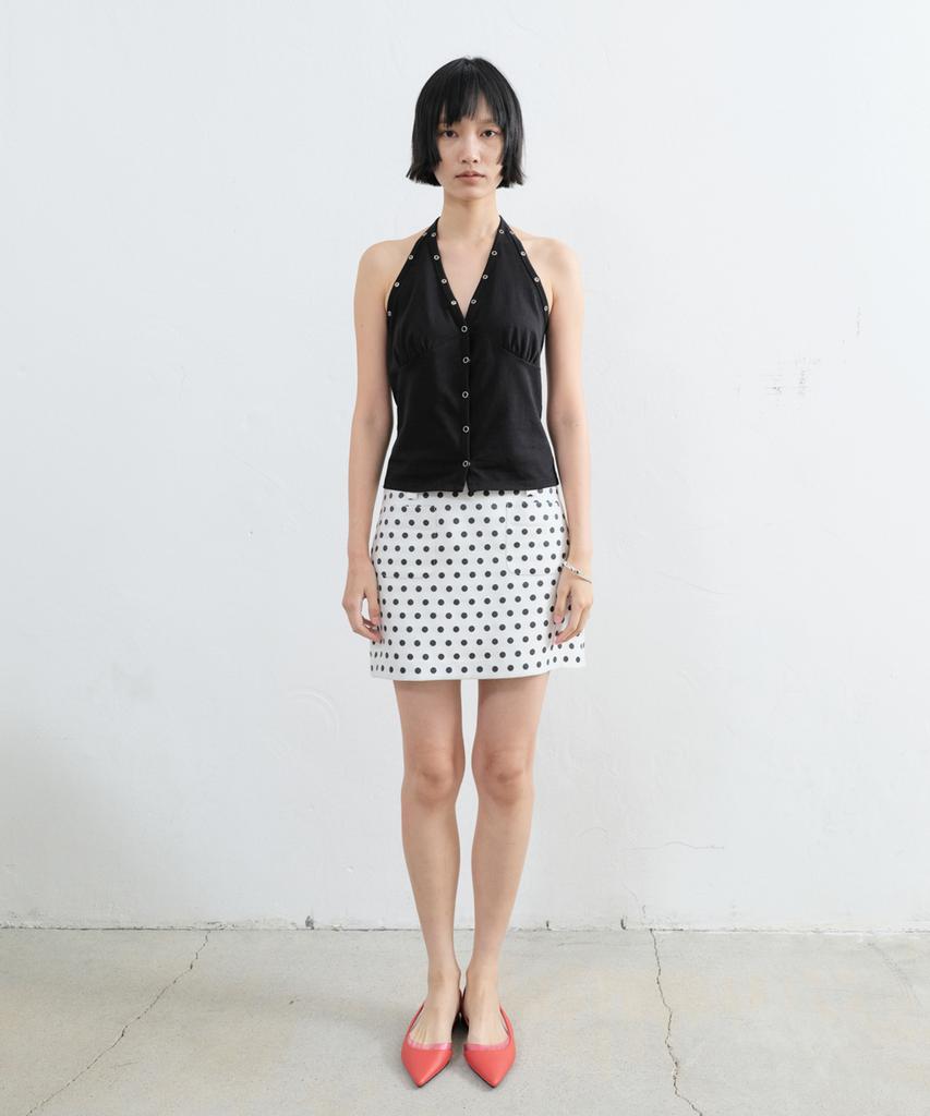 Sillot Front Pocket Dot Mini Skirt (White)