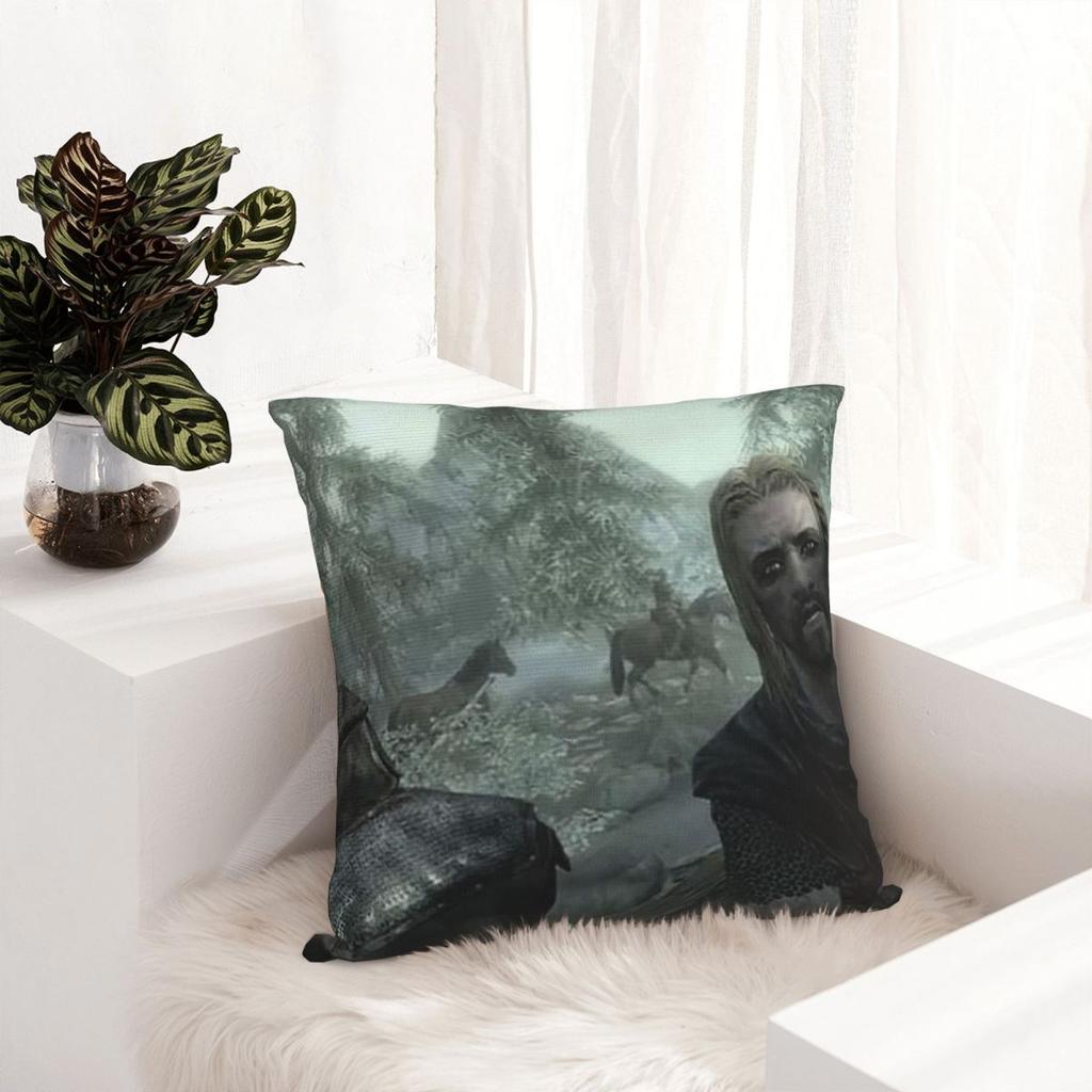 Hey Du Du Bist Endlich Wach Skyrim Meme Quadratische Kissenhülle Kissenbezug Kissenhülle Überwurf-Kissenbezug Für Zuhause Sofa Wohnzimmer