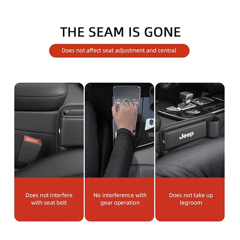 Leather Car Seat Gap Storage Box Gap Side Storage Box for Jeep JPB Renegade Wrangler JK Compass Grand Cherokee Gladiator