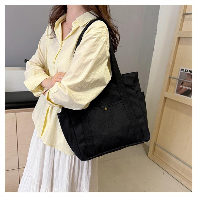 Large Capacity Tote Canvas Bag Work Commute High Aesthetic Versatile Artistic Student Book Shoulder Bag