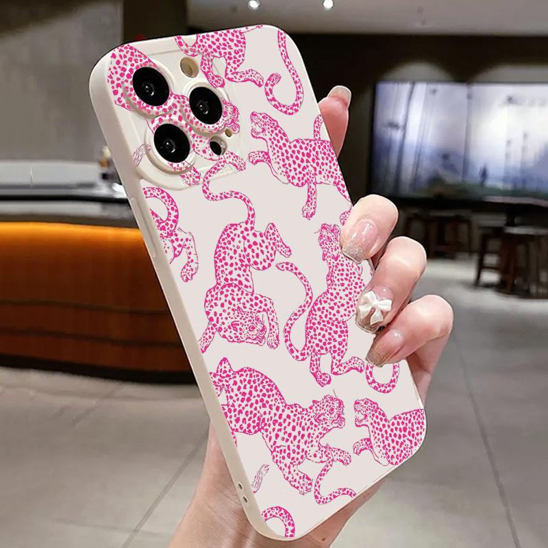Pink Leopard Print Pattern Phone Case For iPhone 17 16 15 Pro Max 14 13 12 11 XS XR 7 8 Plus 16E Shockproof Soft Silicone Cover