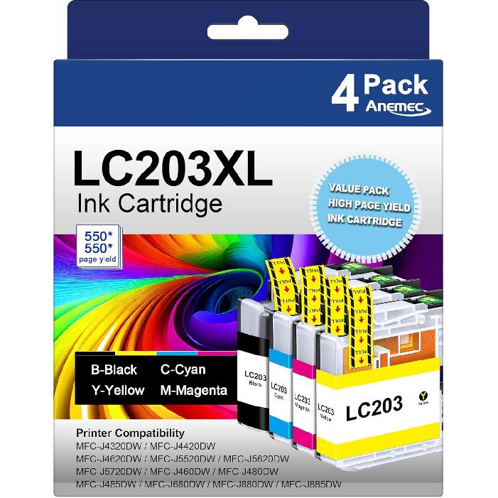 LC203XL Compatible Ink Cartridges Replacement for Brother LC203 LC201 XL LC 201 203 Works with MFC-J480DW MFC-J880DW MFC-J4420DW MFC-J680DW