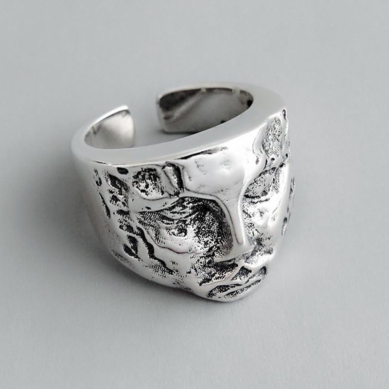 Geometric Portrait Ring Women's Fashion Concave and Convex Face Ring Retro Open Ring