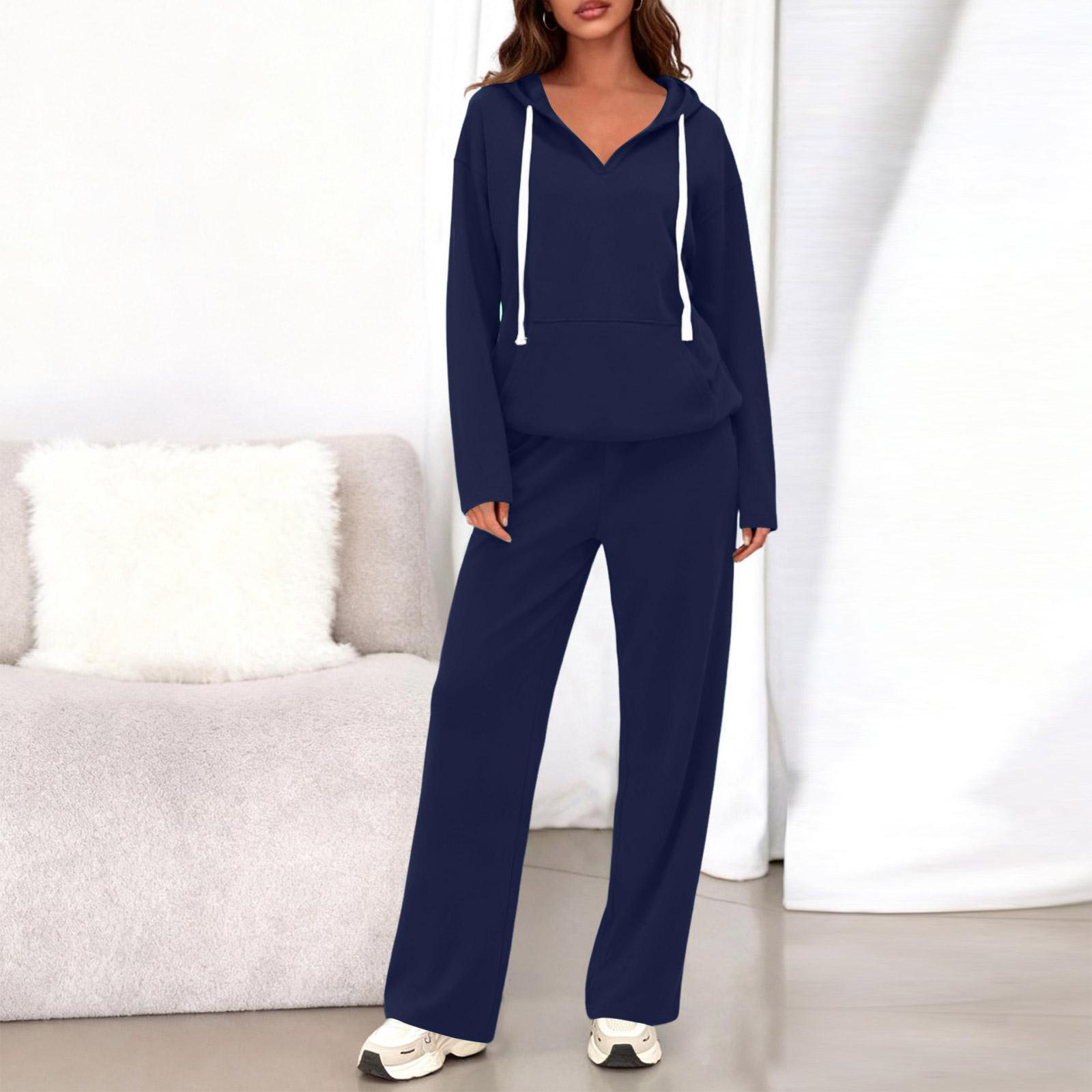 

Two Piece Sets For Women Casual Loose Long Sleeve Shirts And High Waisted Drawstring Shorts Tracksuit Fall Outfits L тёмно-синий