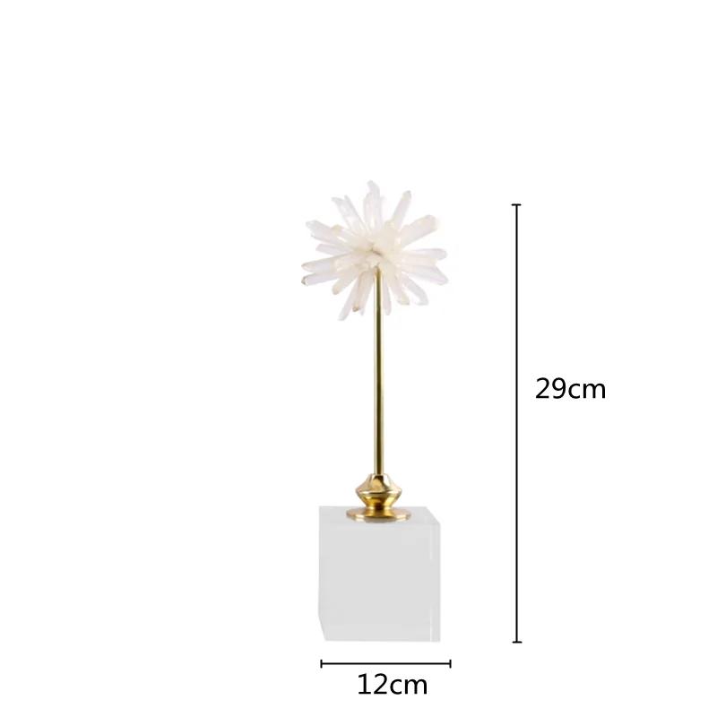 Crystal Flower Natural Crystal Agate Metal Handicraft Handmade White Artificial Flower Decorative Figurines Home Decoration