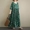 DIMANAF New 2026 Summer Women Plus Size Vintage Lady Long Dress Loose Oversize Maxi Floral Print Cotton Beach Dresses