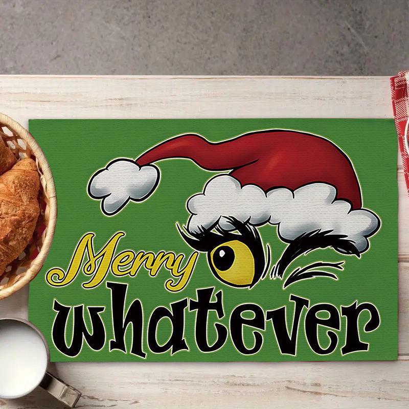 2024 Fete de masă din in de Crăciun - Decor de sărbători festive, izolate, design imprimat