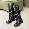 New Women's Shoes: Pointed-toe Boots, Retro and Versatile Belt-buckle Knight Boots
