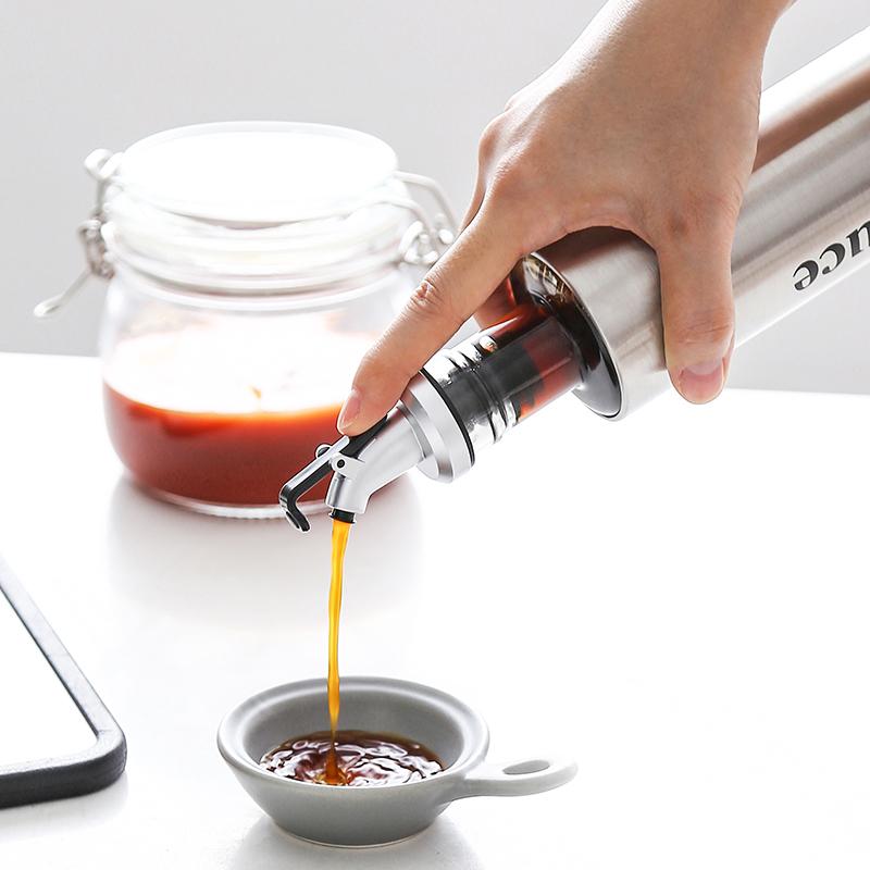 Edelstahl Auslaufsicher Sojasauce Essig Öl Menage Aufbewahrungsspender Würzlagerung Glasflasche Küchenhelfer