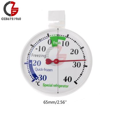 -30~40 ℃ Dünnes Kühlschrank Kühlungstemperaturmesser Messwerkzeuge Kreisförmiges Thermometer Kühlschrank Gefrierschrank Thermometer
