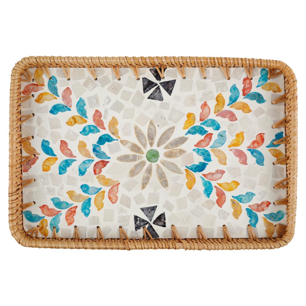 Boho Rattan Food Tray Handwoven Rectangle/Round Decorative Rattan Basket Multifunction Fruit Snack Basket Home Kitchen Supplies