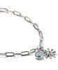Surgical Chain Turquoise Flower Charm Bracelet (PLT-BR-010_SV)