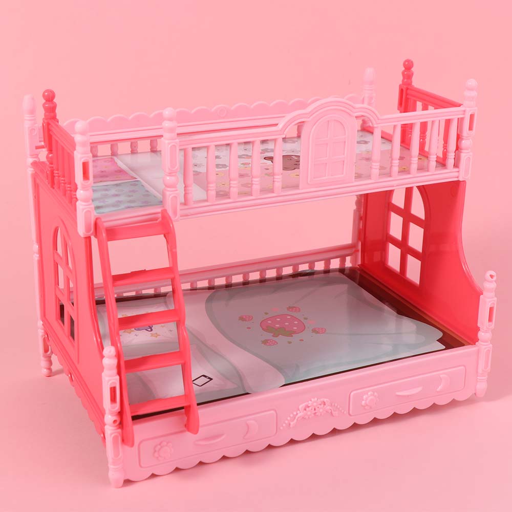 Pretend Play Dollhouse Bunk Bed Bedroom Decoration Dollhouse Furniture  Children Toy