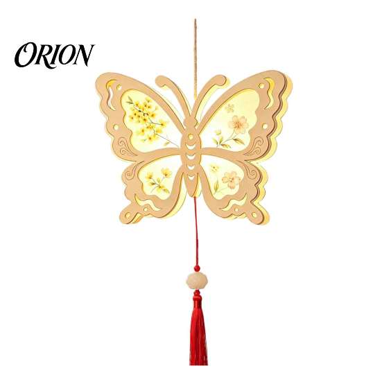 Handgefertigtes Papierlaternen-Bastel-DIY-Kit im chinesischen antiken Stil, handgehalten beleuchtbar mit LED-Lichterkette & traditionellem Quasten-Dekor, Hase Schmetterling Lotus
