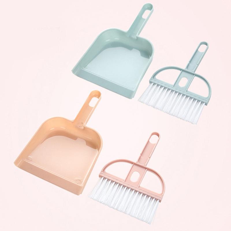 3pcs Set Desktop Mini Broom Dustpan Set Hamster Pet Cleaning Brush Keyboard Brush Plastic Shovel Brush