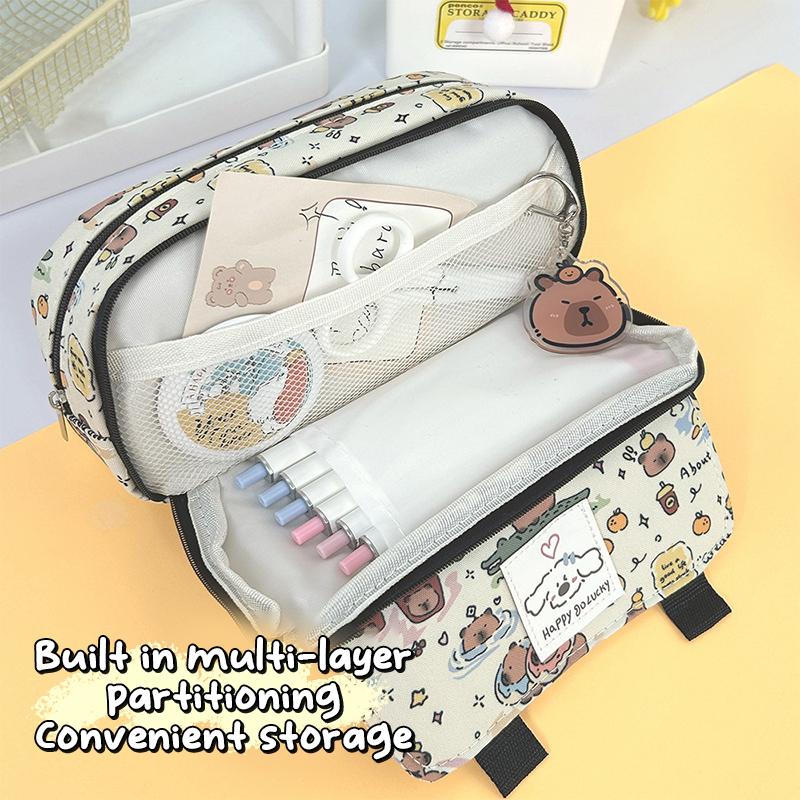

1Pcs Cartoon Capybara Pencil Case For Girls Large Capacity Pen Bag Storage Kids Stationery Box School Students Supplies