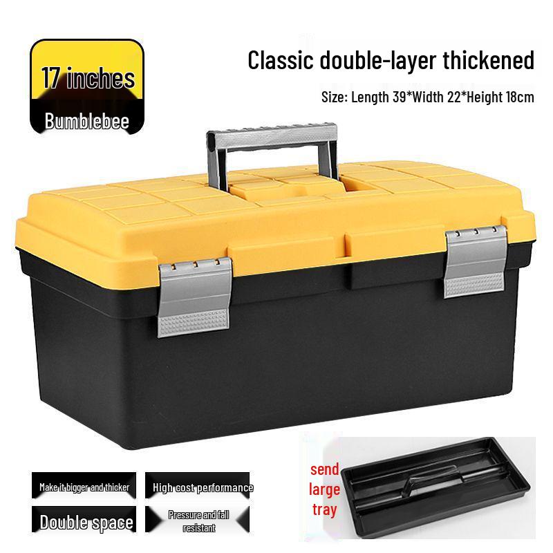Heavy-Duty Multifunctional Tool and Storage Box for Home, Portable Plastic Organizer for Vehicle and Electrician Repairs