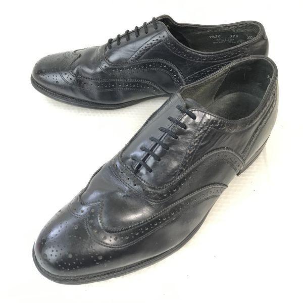 

70s-80s Vintage USA Made/UFCW O’Sullivan/Goodyear Welt Leather Full Brogue Wingtip/9.5EEE/Black/BLACK/