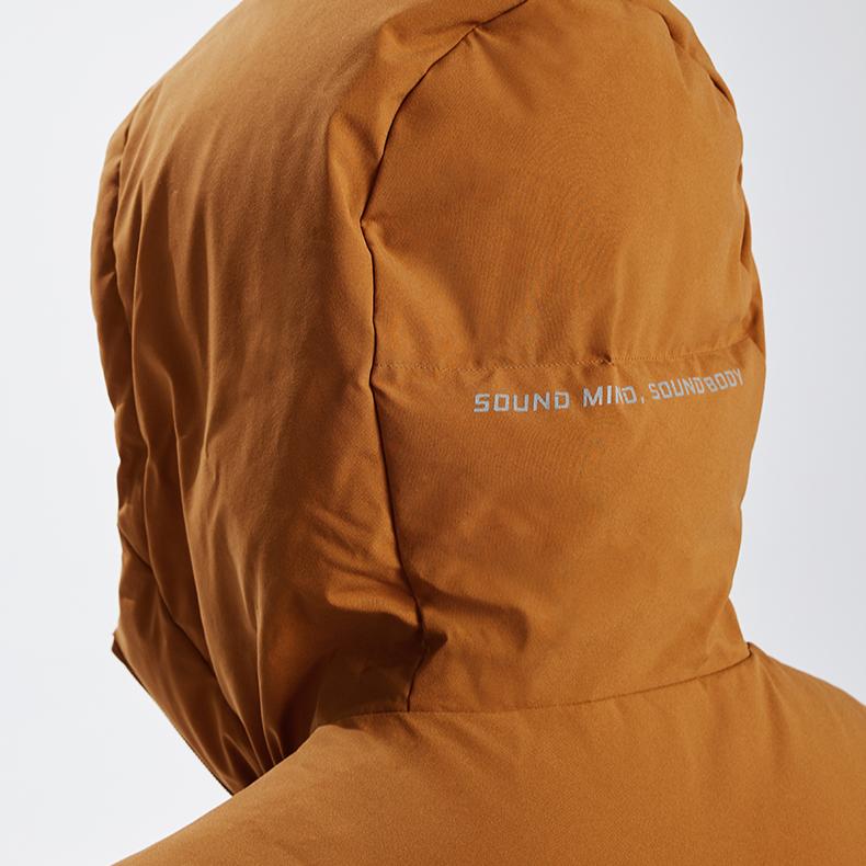 Asics Solid Color Hooded Woven Zip-Up Down Jacket Men Outerwear Brown 2031E447-200