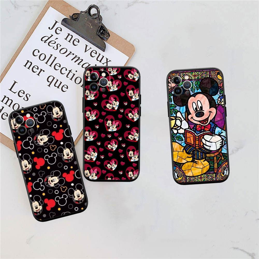 CJ77 Mickey Minnie Mouse Soft Shell Phone Case for iPhone 16 15 14 13 12 Pro Max Plus Mini